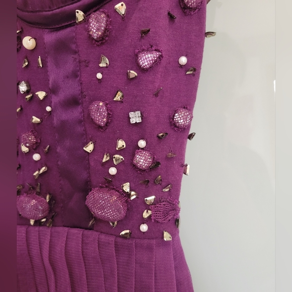 Free People Purple Tulle Dress with Beaded Satin Bodice Size Medium - Picture 6 of 13